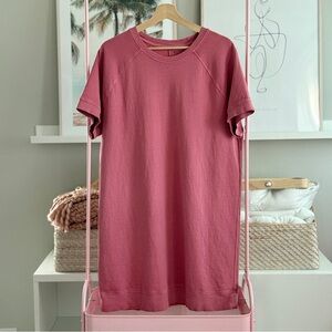 Athleta 100% Cotton Sweatshirt Dress in Rosewood Pink (XL)